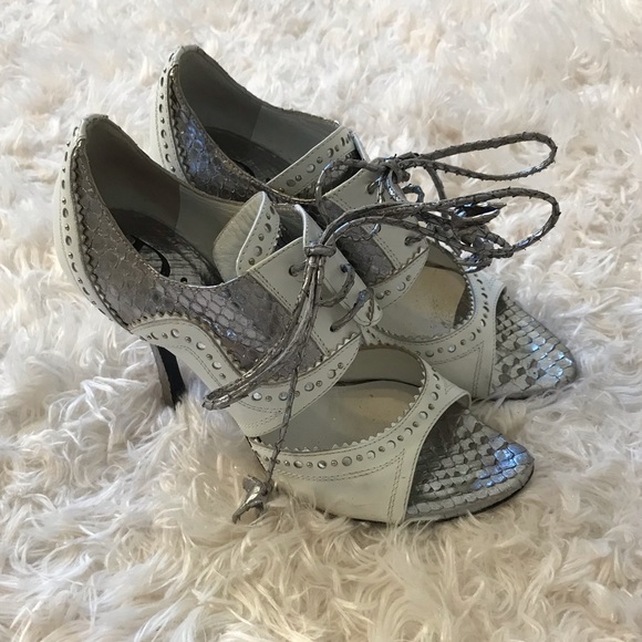 Dior snakeskin silver d’trick spectator sandals 36 - Picture 3 of 3